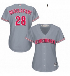 Womens Majestic Cincinnati Reds 28 Anthony DeSclafani Replica Grey Road Cool Base MLB Jersey