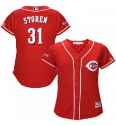 Womens Majestic Cincinnati Reds 31 Drew Storen Replica Red Alternate Cool Base MLB Jersey