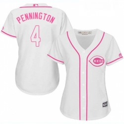 Womens Majestic Cincinnati Reds 4 Cliff Pennington Replica White Fashion Cool Base MLB Jersey 