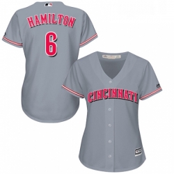 Womens Majestic Cincinnati Reds 6 Billy Hamilton Replica Grey Road Cool Base MLB Jersey