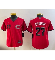 Youth Cincinnati Reds 27 Sal Stewart Red 2026 City Connect Stadium Stitched Baseball Jersey Youth Cincinnati Reds 27 Sal Stewart Red 2026 City Connect Stadium Stitched Baseball Jersey