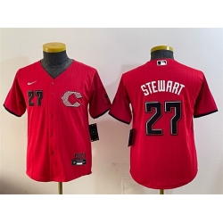 Youth Cincinnati Reds  27 Sal Stewart Red 2026 City Connect Stadium Stitched Baseball Jersey