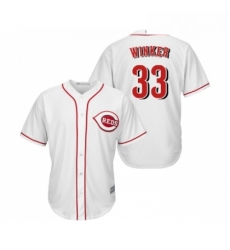 Youth Cincinnati Reds 33 Jesse Winker Replica White Home Cool Base Baseball Jersey 