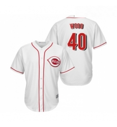 Youth Cincinnati Reds 40 Alex Wood Replica White Home Cool Base Baseball Jersey 