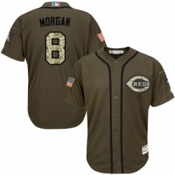 Youth Majestic Cincinnati Reds 8 Joe Morgan Replica Green Salute to Service MLB Jersey