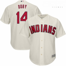 Mens Majestic Cleveland Indians 14 Larry Doby Replica Cream Alternate 2 Cool Base MLB Jersey