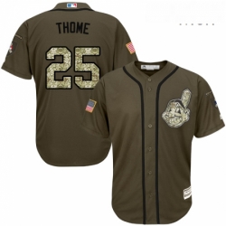 Mens Majestic Cleveland Indians 25 Jim Thome Authentic Green Salute to Service MLB Jersey