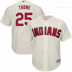 Mens Majestic Cleveland Indians 25 Jim Thome Replica Cream Alternate 2 Cool Base MLB Jersey