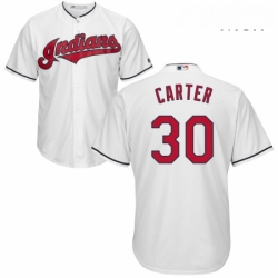 Mens Majestic Cleveland Indians 30 Joe Carter Replica White Home Cool Base MLB Jersey