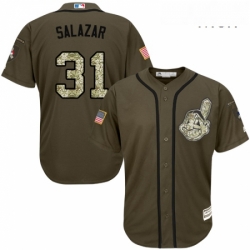 Mens Majestic Cleveland Indians 31 Danny Salazar Authentic Green Salute to Service MLB Jersey