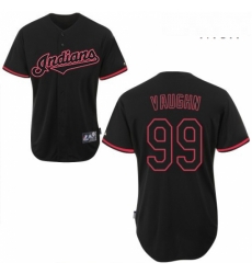 Mens Majestic Cleveland Indians 99 Ricky Vaughn Replica Black Fashion MLB Jersey