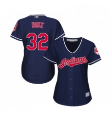 Womens Cleveland Indians 32 Zach Duke Replica Navy Blue Alternate 1 Cool Base Baseball Jersey 