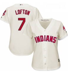 Womens Majestic Cleveland Indians 7 Kenny Lofton Replica Cream Alternate 2 Cool Base MLB Jersey