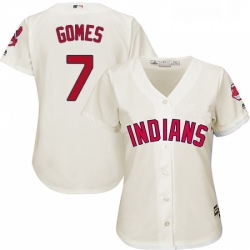 Womens Majestic Cleveland Indians 7 Yan Gomes Replica Cream Alternate 2 Cool Base MLB Jersey