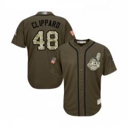 Youth Cleveland Indians 48 Tyler Clippard Authentic Green Salute to Service Baseball Jersey 