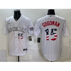 Men Colorado Rockies  15 Hunter Goodman White 2026 USA 250 Fourth of July Home Stitched Baseball Jersey