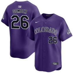 Men Colorado Rockies 26 Austin Gomber Purple Limited Stitched Baseball Jersey