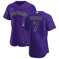 Men Colorado Rockies 7 Brendan Rodgers Men Nike Purple Alternate 2020 Flex Base Player MLB Jersey