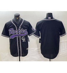 Men Colorado Rockies Black Team Big Logo Cool Base Stitched Baseball JerseyS 5