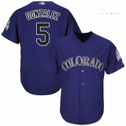 Mens Majestic Colorado Rockies 5 Carlos Gonzalez Replica Purple Alternate 1 Cool Base MLB Jersey