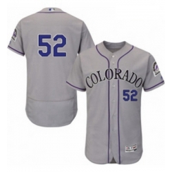 Mens Majestic Colorado Rockies 52 Chris Rusin Grey Road Flex Base Authentic Collection MLB Jersey