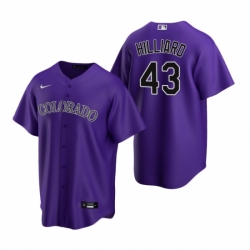 Mens Nike Colorado Rockies 43 Sam Hilliard Purple Alternate Stitched Baseball Jersey