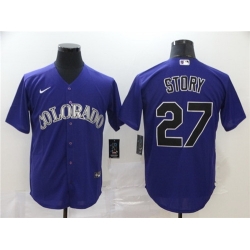 Rockies 27 Trevor Story Purple 2020 Nike Cool Base Jersey