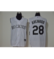 Rockies 28 Nolan Arenado White Nike Cool Base Sleeveless Jersey