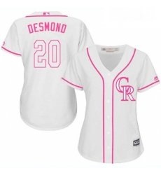 Womens Majestic Colorado Rockies 20 Ian Desmond Replica White Fashion Cool Base MLB Jersey