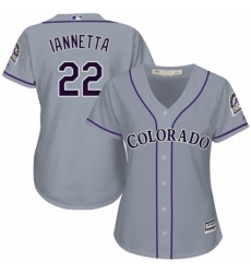 Womens Majestic Colorado Rockies 22 Chris Iannetta Replica Grey Road Cool Base MLB Jersey 