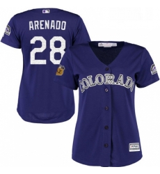 Womens Majestic Colorado Rockies 28 Nolan Arenado Authentic Purple 2017 Spring Training Cool Base MLB Jersey