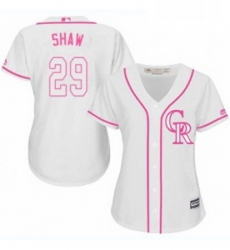 Womens Majestic Colorado Rockies 29 Bryan Shaw Authentic White Fashion Cool Base MLB Jersey 