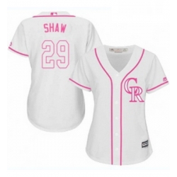 Womens Majestic Colorado Rockies 29 Bryan Shaw Replica White Fashion Cool Base MLB Jersey 