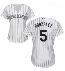 Womens Majestic Colorado Rockies 5 Carlos Gonzalez Replica White Home Cool Base MLB Jersey