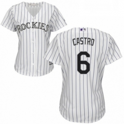 Womens Majestic Colorado Rockies 6 Daniel Castro Authentic White Home Cool Base MLB Jersey 