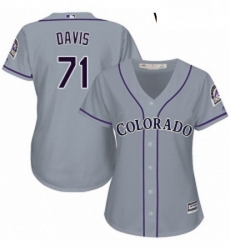 Womens Majestic Colorado Rockies 71 Wade Davis Authentic Grey Road Cool Base MLB Jersey 