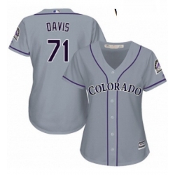 Womens Majestic Colorado Rockies 71 Wade Davis Replica Grey Road Cool Base MLB Jersey 