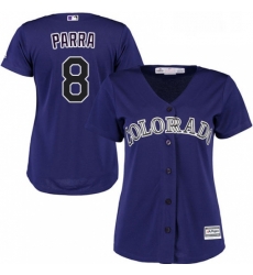 Womens Majestic Colorado Rockies 8 Gerardo Parra Authentic Purple Alternate 1 Cool Base MLB Jersey