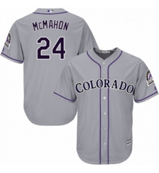 Youth Majestic Colorado Rockies 24 Ryan McMahon Authentic Grey Road Cool Base MLB Jersey 