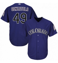 Youth Majestic Colorado Rockies 49 Antonio Senzatela Replica Purple Alternate 1 Cool Base MLB Jersey 