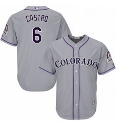 Youth Majestic Colorado Rockies 6 Daniel Castro Replica Grey Road Cool Base MLB Jersey 