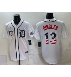 Men Detroit Tigers  13 Dillon Dingler White 2026 USA 250 Fourth of July Stitched Baseball Jersey