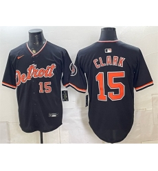 Men Detroit Tigers 15 Max Clark Black Alternate 2026 Cool Base Stitched Baseball Jersey Men Detroit Tigers 15 Max Clark Black Alternate 2026 Cool Base Stitched Baseball Jersey