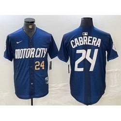 Men Detroit Tigers 24 Miguel Cabrera 2024 Navy City Connect Cool Base Limited Stitched jerseys