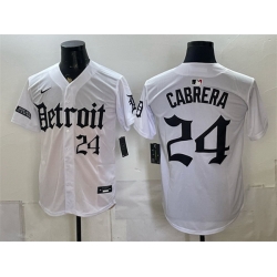Men Detroit Tigers  24 Miguel Cabrera 2026 White  Motor Gothic Edition  Vapor Premier Limited Stitched Baseball Jersey