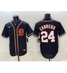 Men Detroit Tigers  24 Miguel Cabrera Black 2026 Fashion Replica Black Out Stitched Baseball Jersey