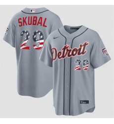 Men Detroit Tigers 29 Tarik Skubal Grey 2026 USA 250 Fourth of July Stitched Baseball Jersey Men Detroit Tigers 29 Tarik Skubal Grey 2026 USA 250 Fourth of July Stitched Baseball Jersey