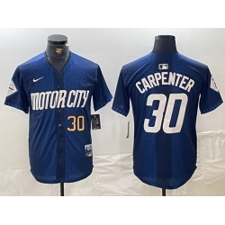 Men Detroit Tigers 30 Kerry Carpenter 2024 Navy City Connect Cool Base Limited Stitched Jersey 3