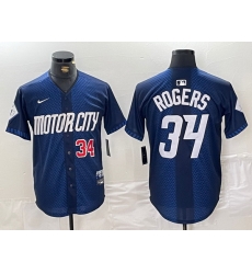 Men Detroit Tigers 34 Jake Rogers 2024 Navy City Connect Cool Base Limited Stitched Jersey 3