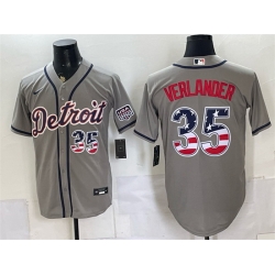 Men Detroit Tigers  35 Justin Verlander Grey 2026 USA 250 Fourth of July Stitched Baseball Jersey